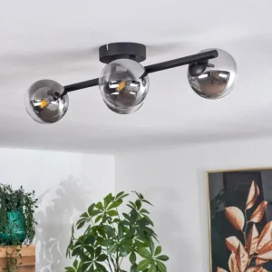 hofstein Plafonnier - Verre Chehalis Clair, Fumé, 4 lumières* Lampes Modernes