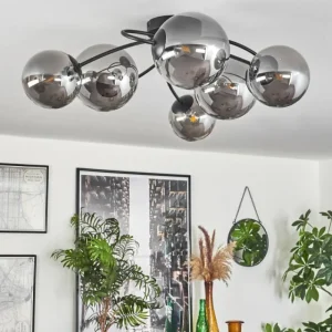 hofstein Plafonnier - Verre Chehalis Fumé, 6 lumières* Lampes Modernes