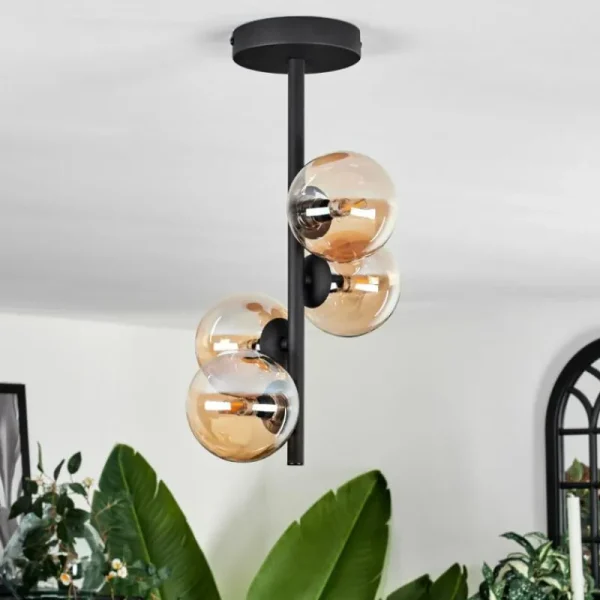 hofstein Plafonnier - Verre Chehalis Fumé, 4 lumières* Lampes Modernes