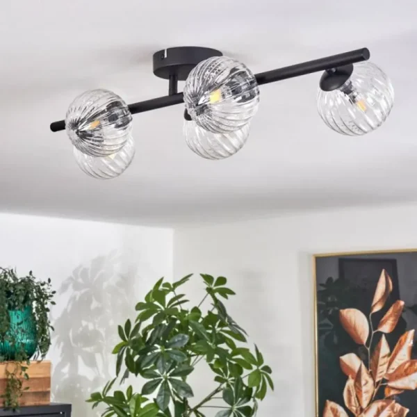 hofstein Plafonnier - Verre Chehalis Clair, 5 lumières* Lampes Modernes
