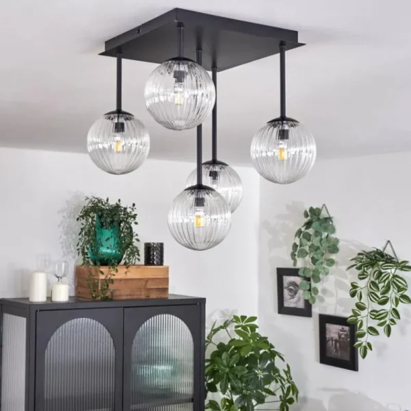 hofstein Plafonnier - Verre Chehalis Clair, 5 lumières* Lampes En Verre