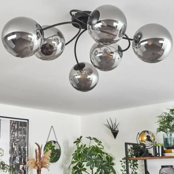hofstein Plafonnier - Verre Chehalis Fumé, 6 lumières* Lampes Modernes