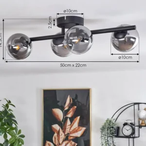 hofstein Plafonnier - Verre Chehalis Clair, Fumé, 4 lumières* Lampes Modernes
