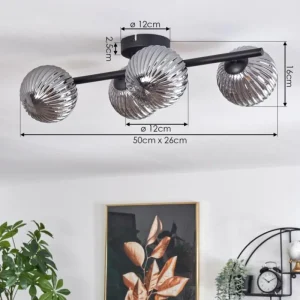 hofstein Plafonnier - Verre Chehalis Fumé, 4 lumières* Lampes Modernes