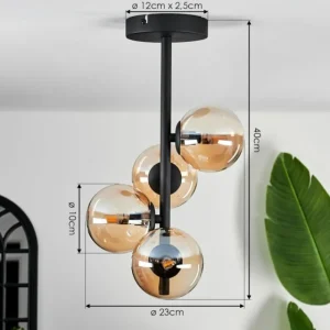 hofstein Plafonnier - Verre Chehalis Fumé, 4 lumières* Lampes Modernes