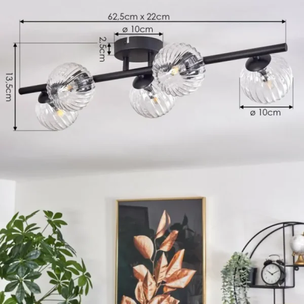 hofstein Plafonnier - Verre Chehalis Clair, 5 lumières* Lampes Modernes