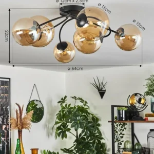 hofstein Plafonnier - Verre Chehalis Ambre, 6 lumières* Lampes En Verre