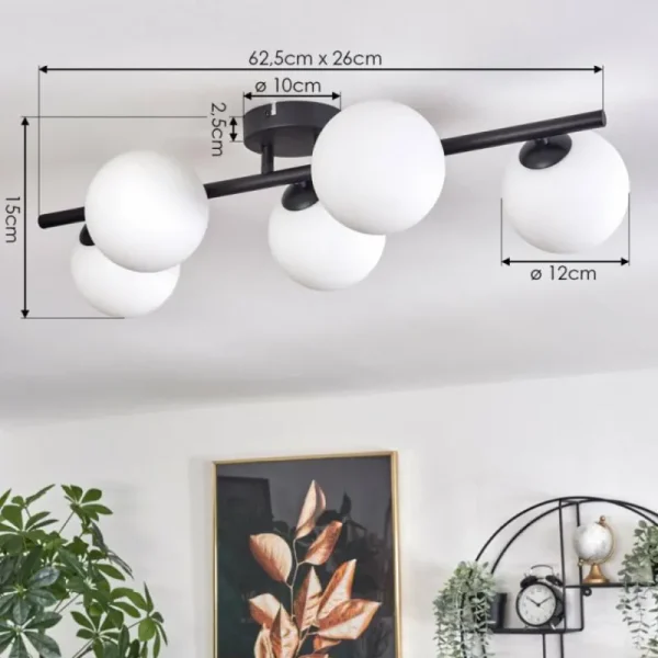 hofstein Plafonnier - Verre Chehalis Blanc, 5 lumières* Lampes En Verre
