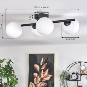 hofstein Plafonnier - Verre Chehalis Blanc, 4 lumières* Lampes En Verre