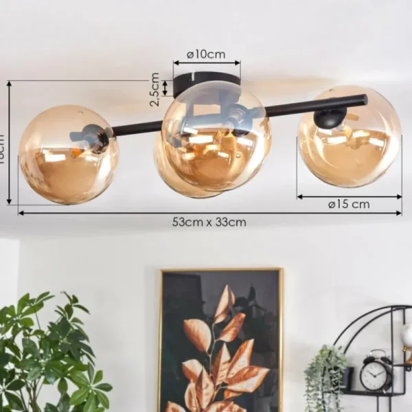 hofstein Plafonnier - Verre Chehalis Ambre, 4 lumières* Lampes En Verre