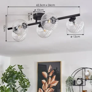 hofstein Plafonnier - Verre Chehalis Clair, 5 lumières* Lampes En Verre