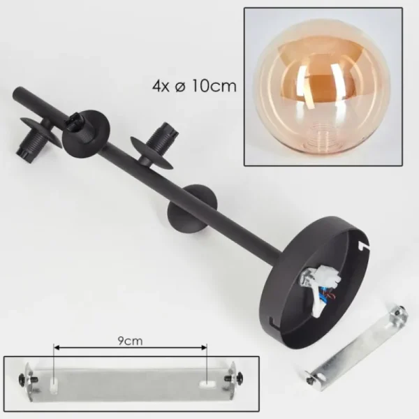 hofstein Plafonnier - Verre Chehalis Fumé, 4 lumières* Lampes Modernes