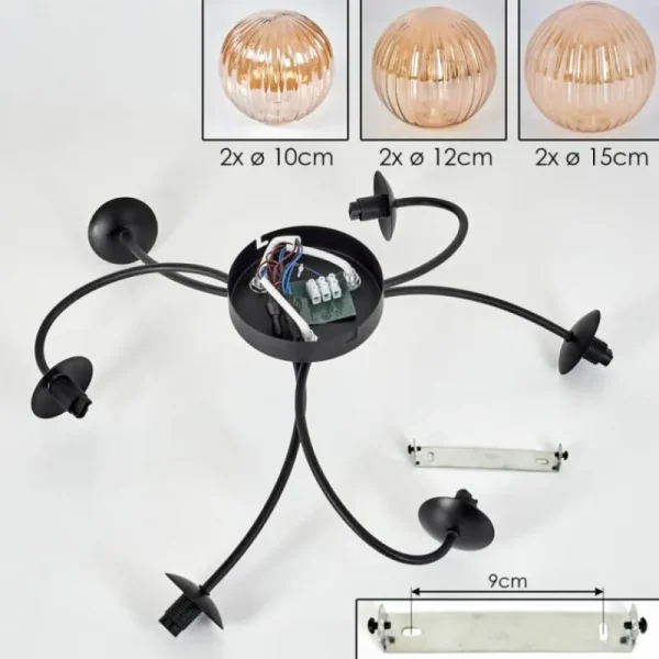 hofstein Plafonnier - Verre Chehalis Ambre, 6 lumières* Lampes Modernes