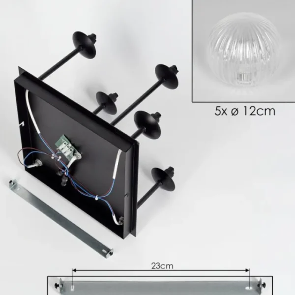 hofstein Plafonnier - Verre Chehalis Clair, 5 lumières* Lampes En Verre