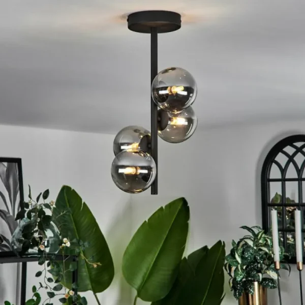 hofstein Plafonnier - Verre Chehalis Fumé, 4 lumières* Lampes Modernes