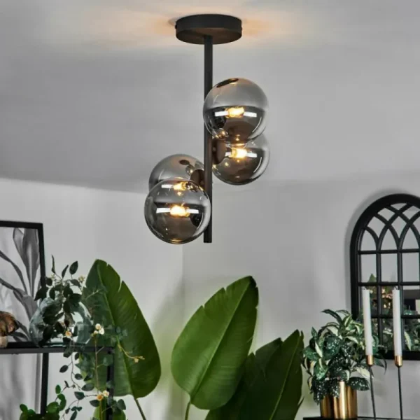 hofstein Plafonnier - Verre Chehalis Fumé, 4 lumières* Lampes Modernes