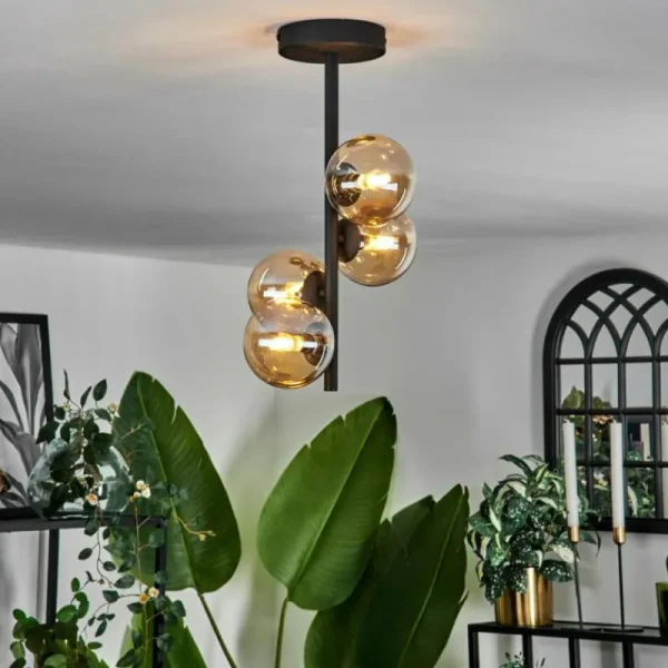 hofstein Plafonnier - Verre Chehalis Fumé, 4 lumières* Lampes Modernes