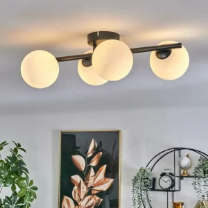 hofstein Plafonnier - Verre Chehalis Blanc, 4 lumières* Lampes En Verre