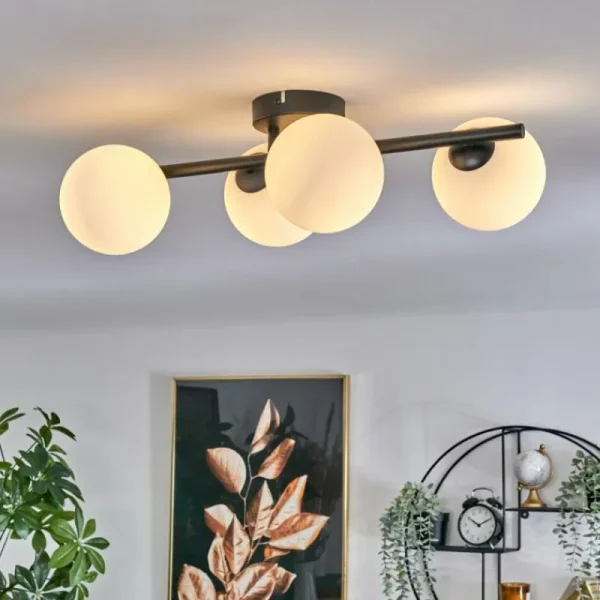 hofstein Plafonnier - Verre Chehalis Blanc, 4 lumières* Lampes En Verre