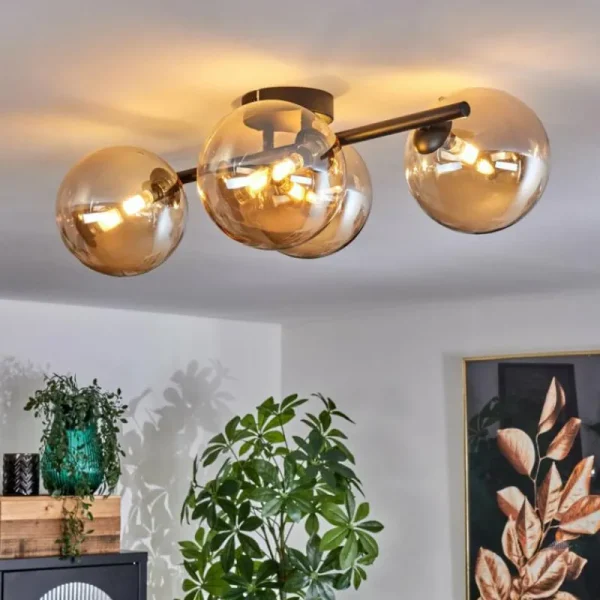 hofstein Plafonnier - Verre Chehalis Ambre, 4 lumières* Lampes En Verre
