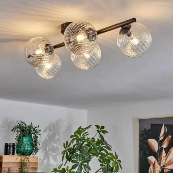 hofstein Plafonnier - Verre Chehalis Clair, 5 lumières* Lampes En Verre