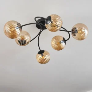 hofstein Plafonnier - Verre Chehalis Ambre, 6 lumières* Lampes Modernes