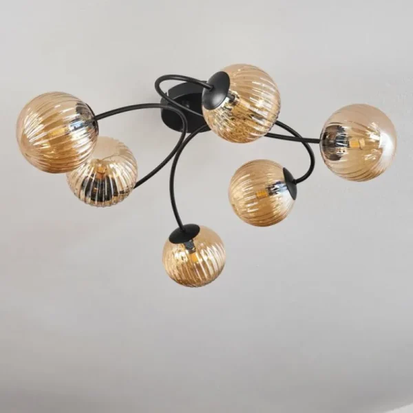 hofstein Plafonnier - Verre Chehalis Ambre, 6 lumières* Lampes Modernes
