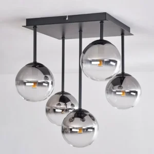 hofstein Plafonnier - Verre Chehalis Clair, Fumé, 5 lumières* Lampes Modernes