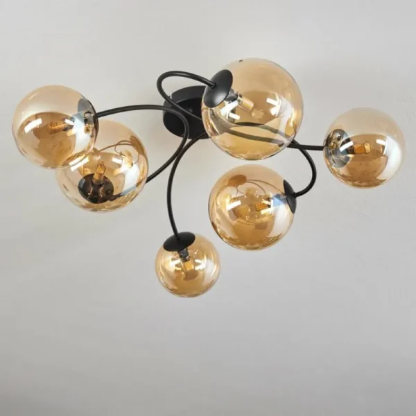 hofstein Plafonnier - Verre Chehalis Ambre, 6 lumières* Lampes En Verre