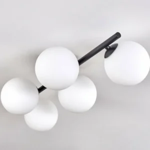 hofstein Plafonnier - Verre Chehalis Blanc, 5 lumières* Lampes En Verre