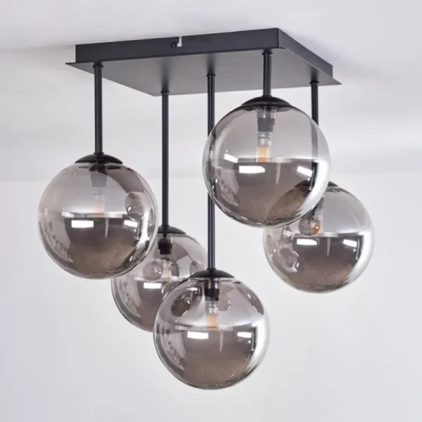 hofstein Plafonnier - Verre Chehalis Fumé, 5 lumières* Lampes Modernes