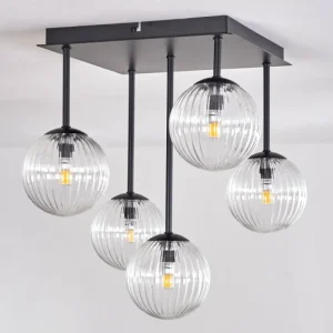 hofstein Plafonnier - Verre Chehalis Clair, 5 lumières* Lampes En Verre