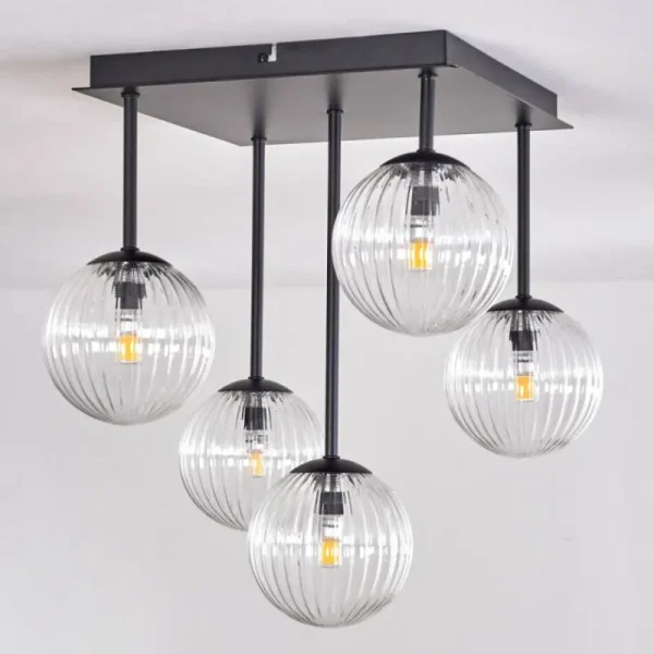 hofstein Plafonnier - Verre Chehalis Clair, 5 lumières* Lampes En Verre