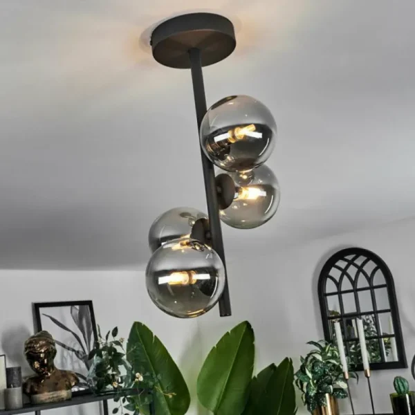 hofstein Plafonnier - Verre Chehalis Fumé, 4 lumières* Lampes Modernes
