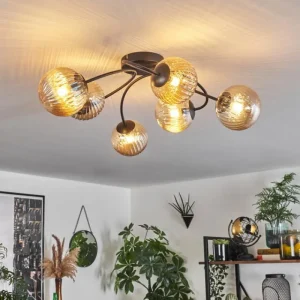 hofstein Plafonnier - Verre Chehalis Ambre, 6 lumières* Lampes Modernes