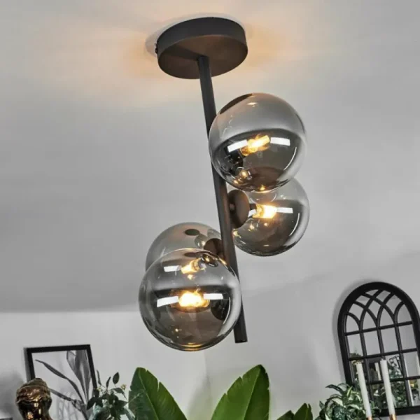 hofstein Plafonnier - Verre Chehalis Fumé, 4 lumières* Lampes Modernes