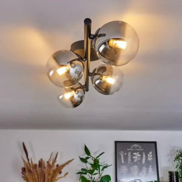 hofstein Plafonnier - Verre Chehalis Clair, Fumé, 4 lumières* Lampes Modernes