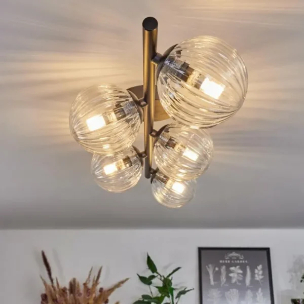 hofstein Plafonnier - Verre Chehalis Clair, 5 lumières* Lampes Modernes