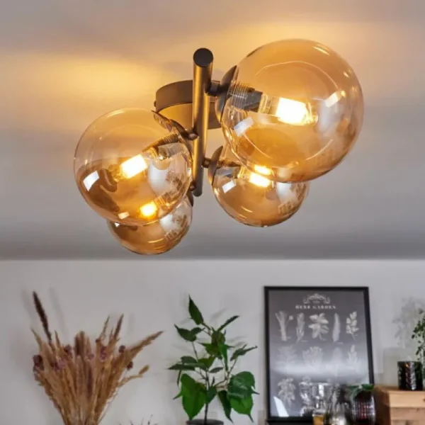 hofstein Plafonnier - Verre Chehalis Ambre, 4 lumières* Lampes En Verre