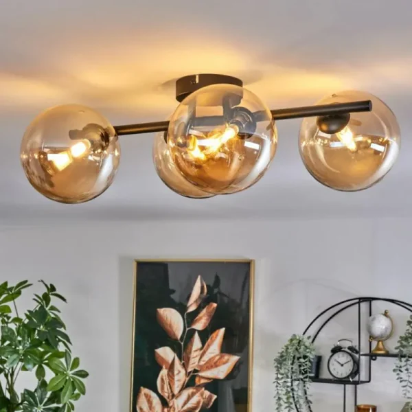hofstein Plafonnier - Verre Chehalis Ambre, 4 lumières* Lampes En Verre