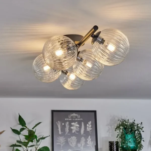 hofstein Plafonnier - Verre Chehalis Clair, 5 lumières* Lampes En Verre