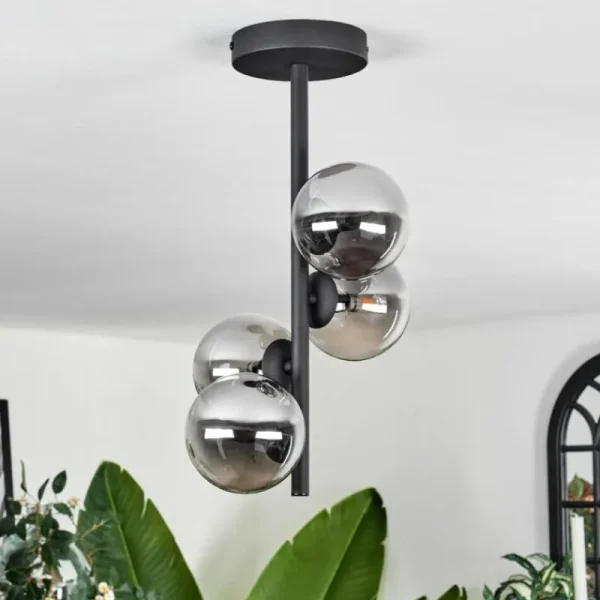 hofstein Plafonnier - Verre Chehalis Fumé, 4 lumières* Lampes Modernes