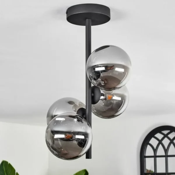 hofstein Plafonnier - Verre Chehalis Fumé, 4 lumières* Lampes Modernes