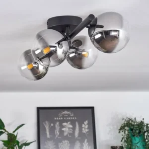 hofstein Plafonnier - Verre Chehalis Clair, Fumé, 4 lumières* Lampes Modernes