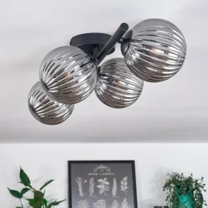 hofstein Plafonnier - Verre Chehalis Fumé, 4 lumières* Lampes Modernes