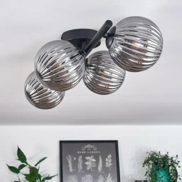 hofstein Plafonnier - Verre Chehalis Fumé, 4 lumières* Lampes Modernes