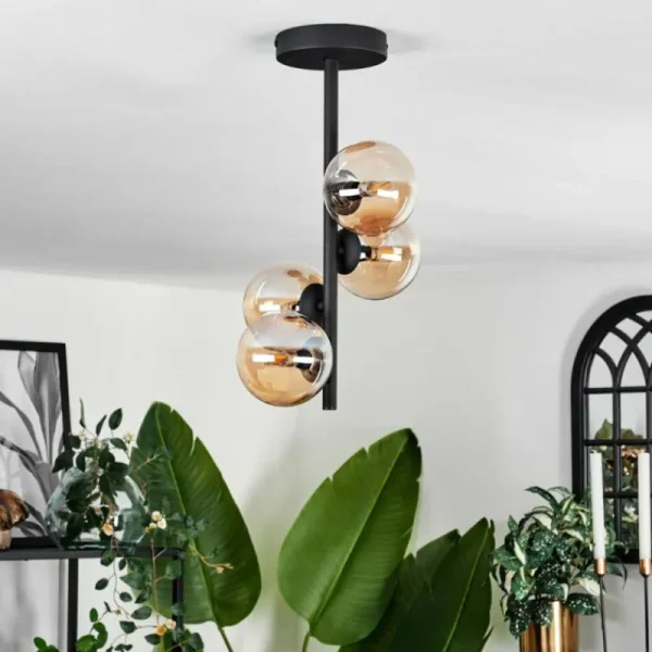 hofstein Plafonnier - Verre Chehalis Fumé, 4 lumières* Lampes Modernes