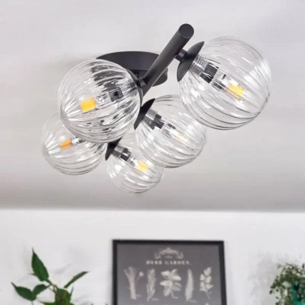 hofstein Plafonnier - Verre Chehalis Clair, 5 lumières* Lampes Modernes