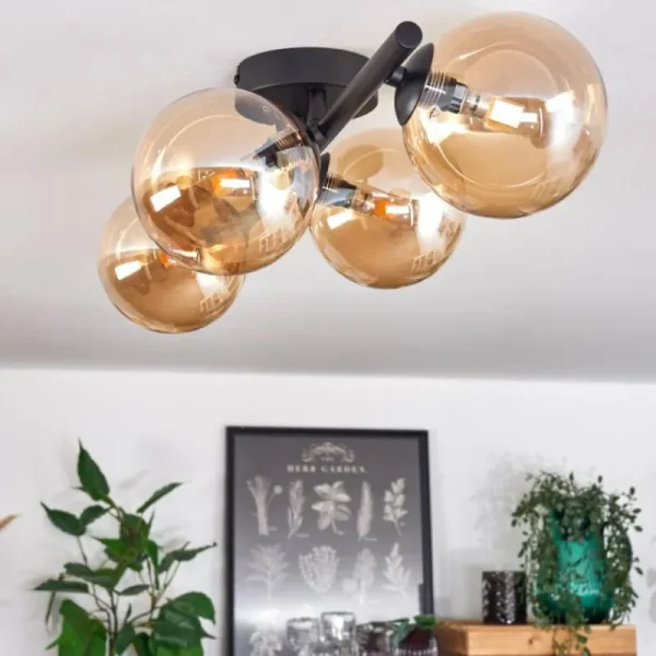 hofstein Plafonnier - Verre Chehalis Ambre, 4 lumières* Lampes En Verre