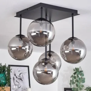 hofstein Plafonnier - Verre Chehalis Fumé, 5 lumières* Lampes Modernes